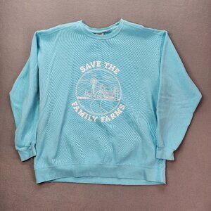 Comfort Colors Save The Family Farms Men's XL Blue Farming Country Barn Top